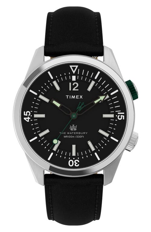 Timex® Timex Waterbury Dive Leather Strap Watch