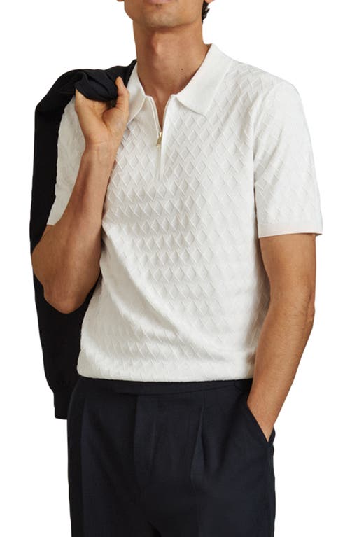 Reiss Rizzo Diamond Stitch Half Zip Polo Sweater at Nordstrom