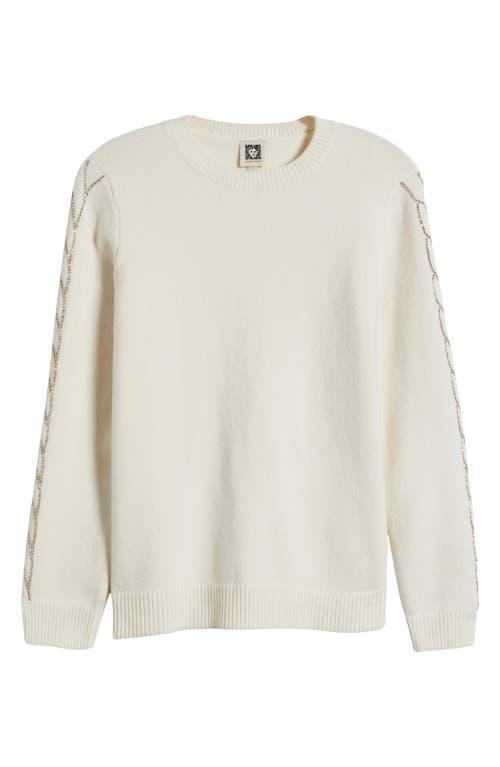 Shop Anne Klein Bead Detail Crewneck Sweater In Anne White