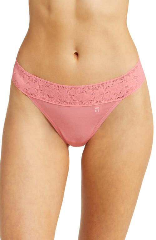 Tommy John Second Skin Lace Thong in Flamingo Pink