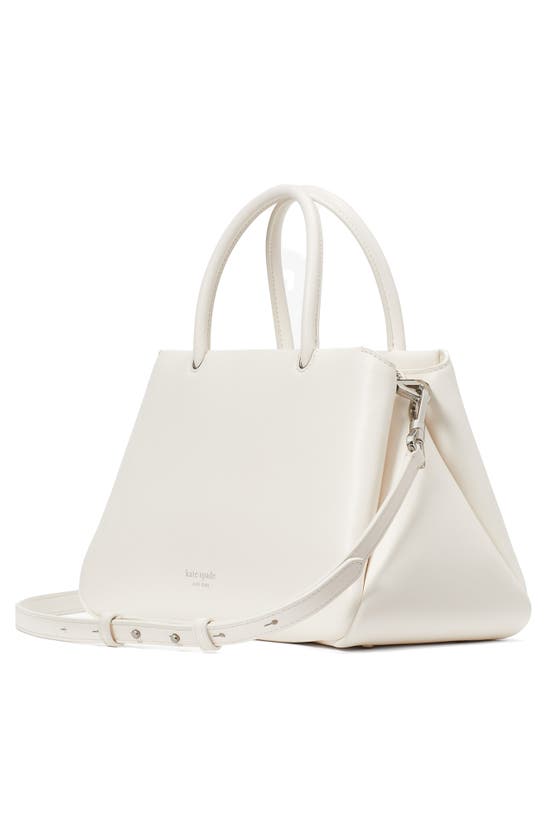 Shop Kate Spade Grace Smooth Leather Satchel In Cream