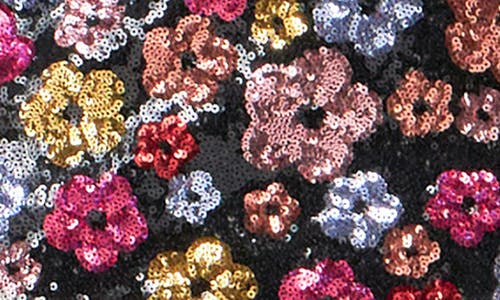 Endless Rose Floral Sequin Miniskirt In Black Multi