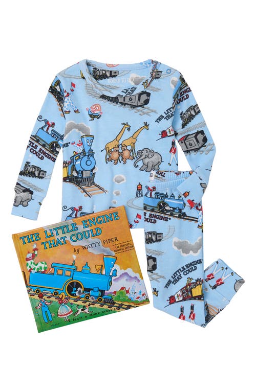 Books to Bed 'The Little Engine That Could' Fitted Two-Piece Pajamas & Book Set in Blue