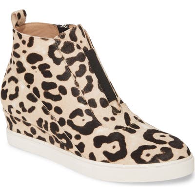 Linea Paolo Anna Genuine Calf Hair Wedge Sneaker, White