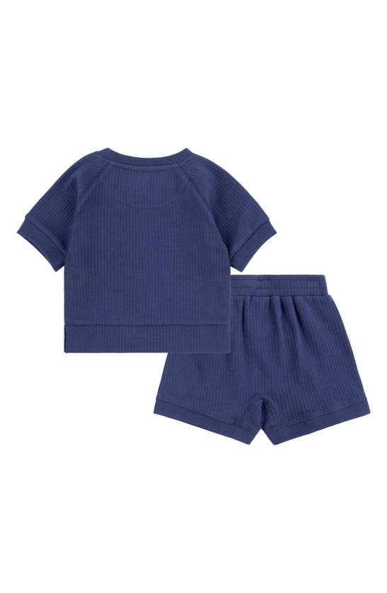 Shop Nike Ready Set Rib T-shirt & Shorts Set In Midnight Navy