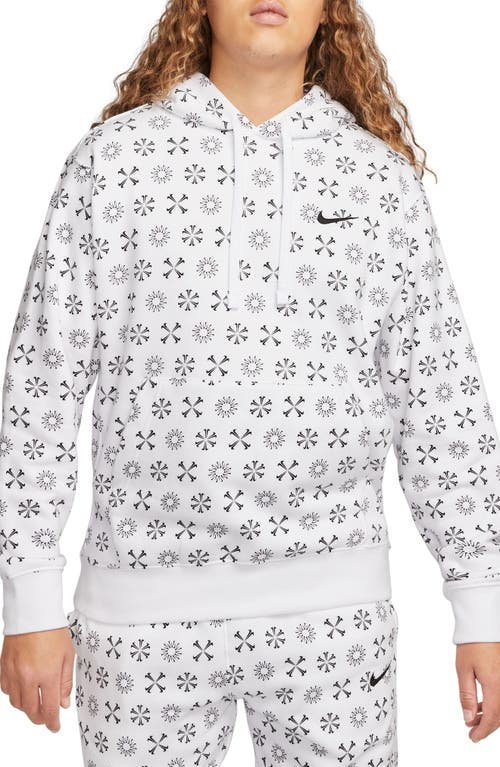 Nike Sportswear Club Swoosh Print Hoodie in White