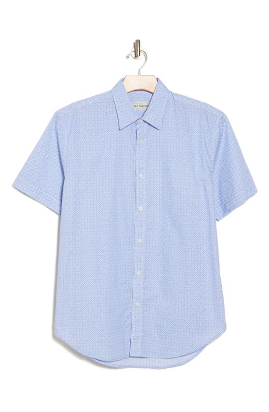 Coastaoro Jonas Print Cotton Short Sleeve Button-up Shirt In Blue