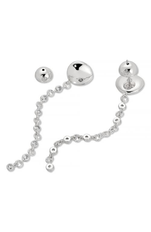 Shop Ettika Polished Pebble Crystal Drop Earrings In Rhodium/silver