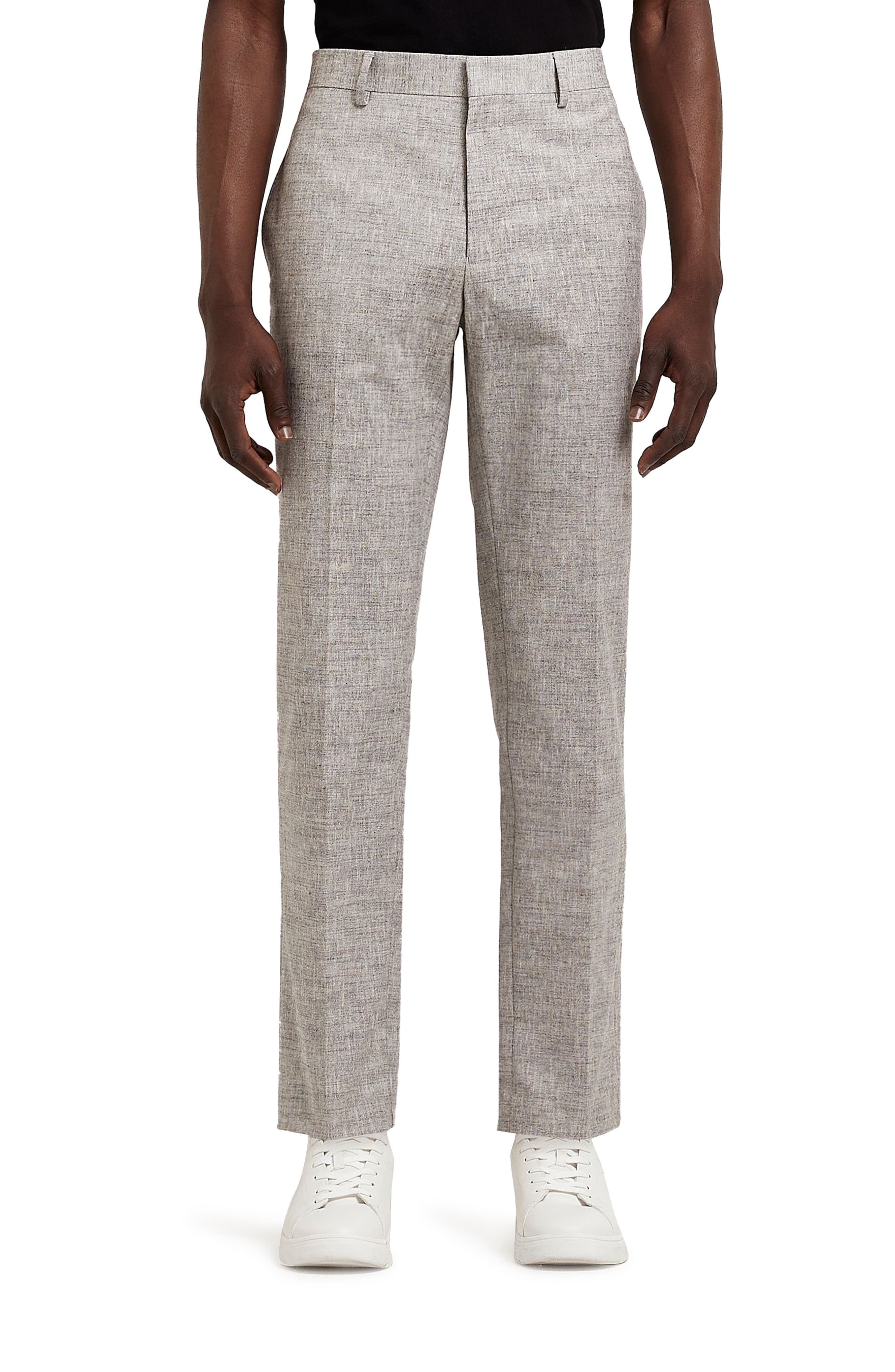 River Island Textured Slim Fit Trousers 