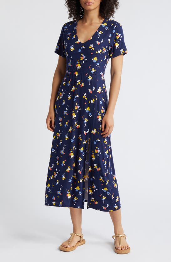 Loveappella Floral Midi Dress In Navy