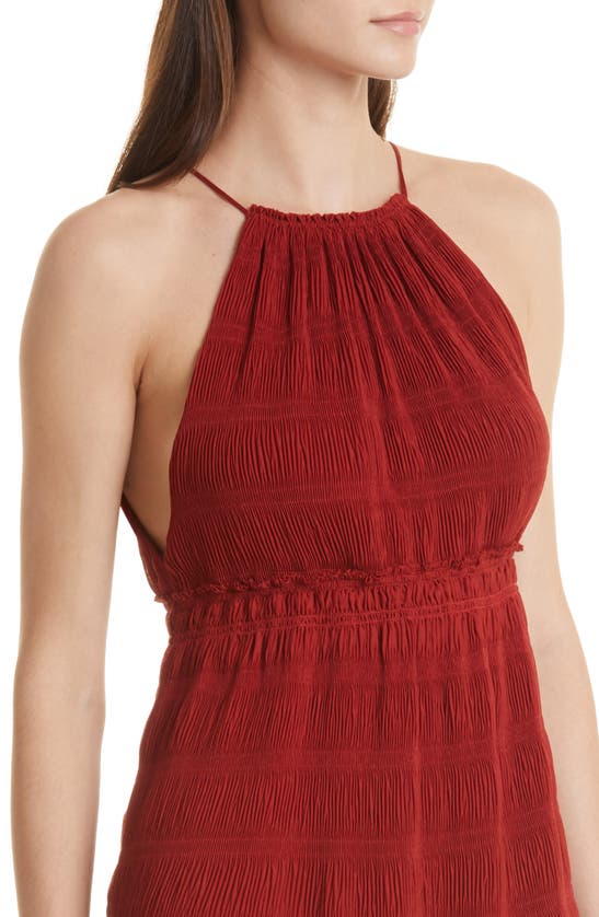 Shop Rebecca Taylor Pleated Voile Dress In Red Clay
