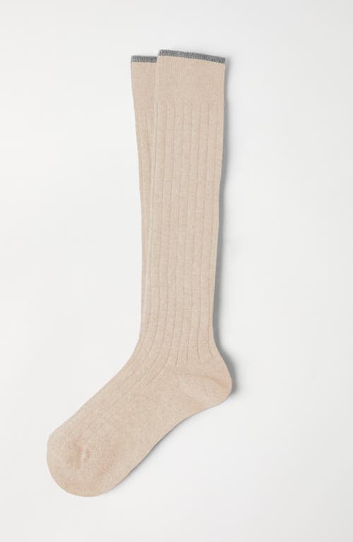 Shop Brunello Cucinelli Rib Knit Socks In Beige