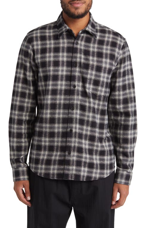 Shelly Plaid Flannel Button-Up Shirt in Black/White