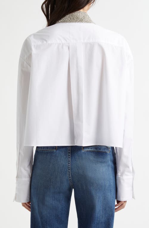 Twp Little Big Joe Crystal Embellished Cotton Button-up Shirt In White