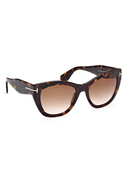Shop Tom Ford Cara 56mm Square Sunglasses In Havana/gradient Brown
