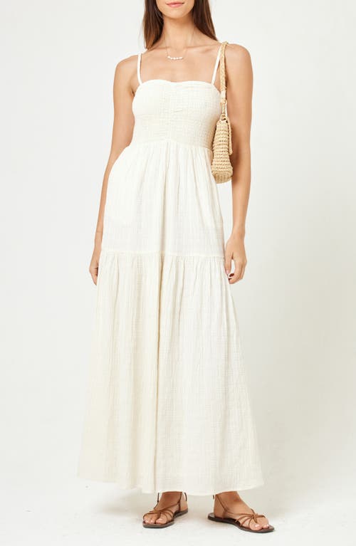 Shop L*space Lspace Mallorca Smocked Cover-up Maxi Dress In Cream