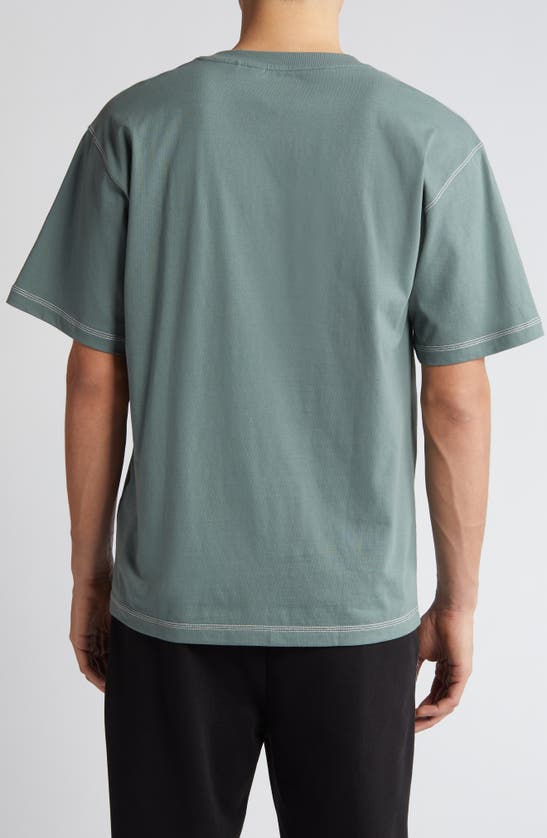 Shop Hugo Boss Hugo Dribes Embroidered Logo Recycled Cotton T-shirt In Dark Green