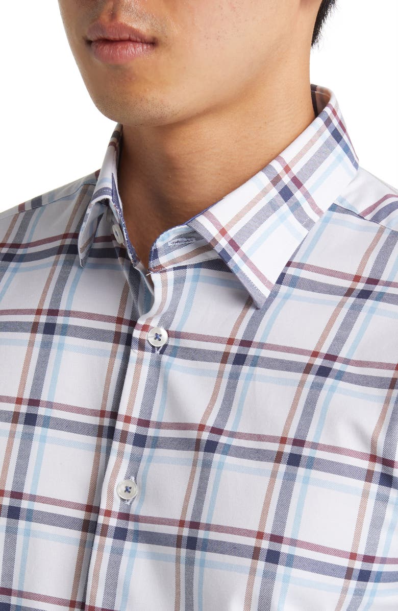 Stone Rose DRY TOUCH<sup>®</sup> Plaid Performance Button-Up Shirt, Alternate, color, White
