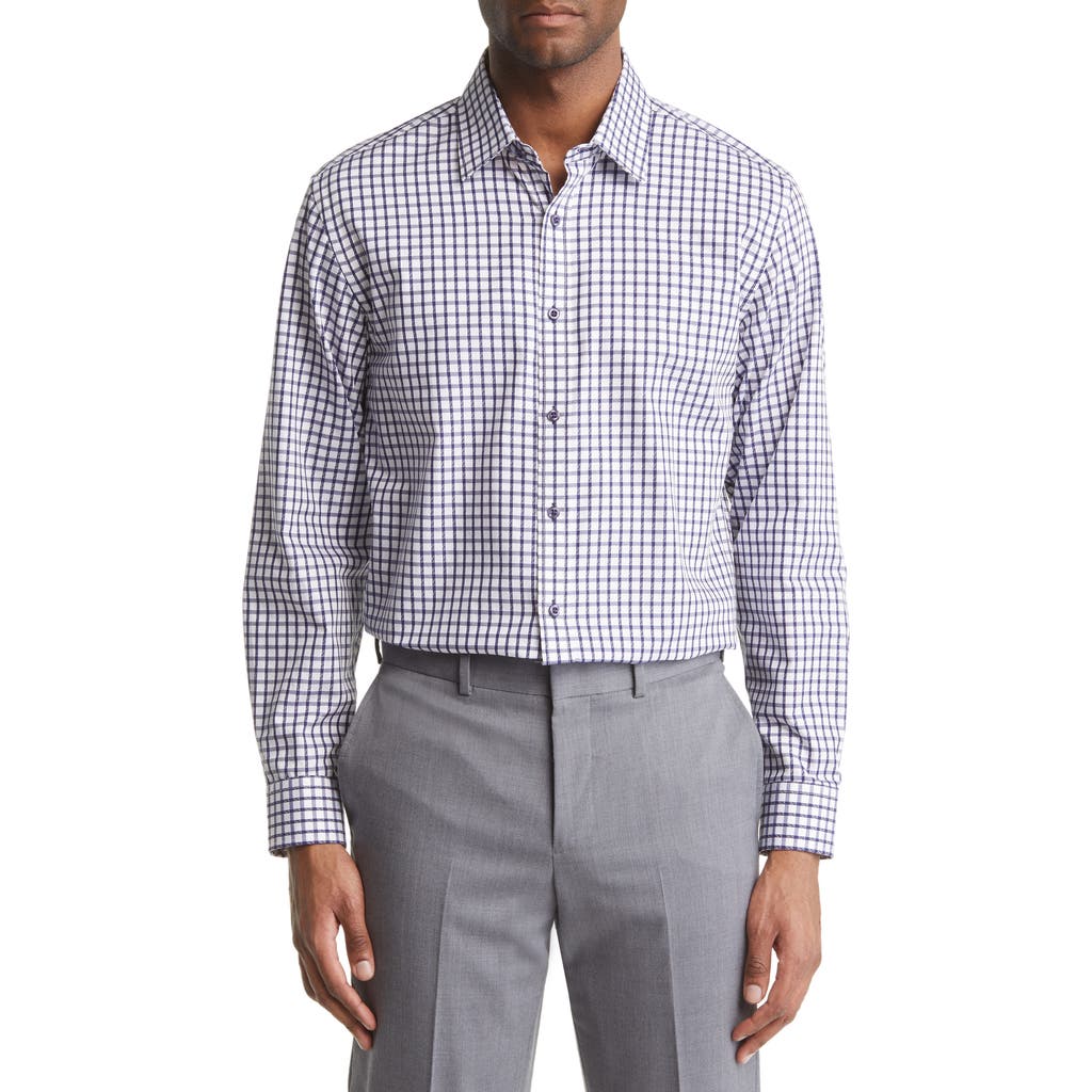 DANIEL HECHTER Trim Fit Windowpane Check Cotton Dress Shirt in Navy
