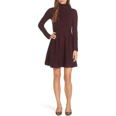 Eliza J Turtleneck Sweater Dress, Red