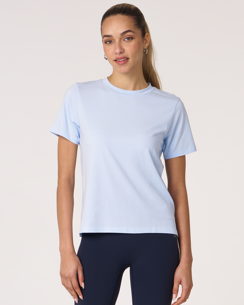 Shop Rebody Active Rebody Essentials Short Sleeve Top In Baby Blue