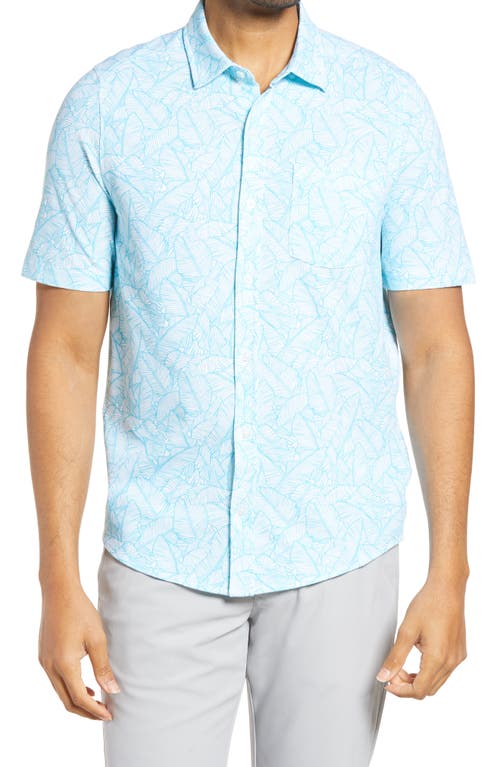 Cutter & Buck Reach Regular Fit Stretch Print Short Sleeve Button Down Shirt at Nordstrom,