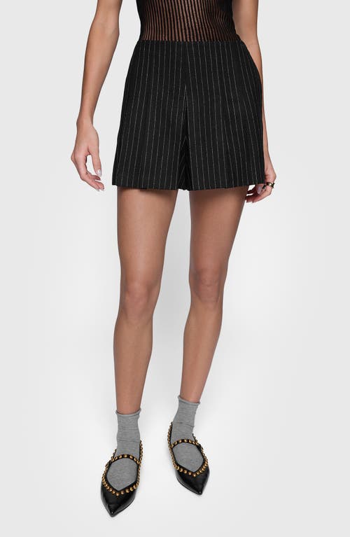 Shop Rebecca Minkoff Zoe Pinstripe Pleated Wool Blend Skort In Pinstripes