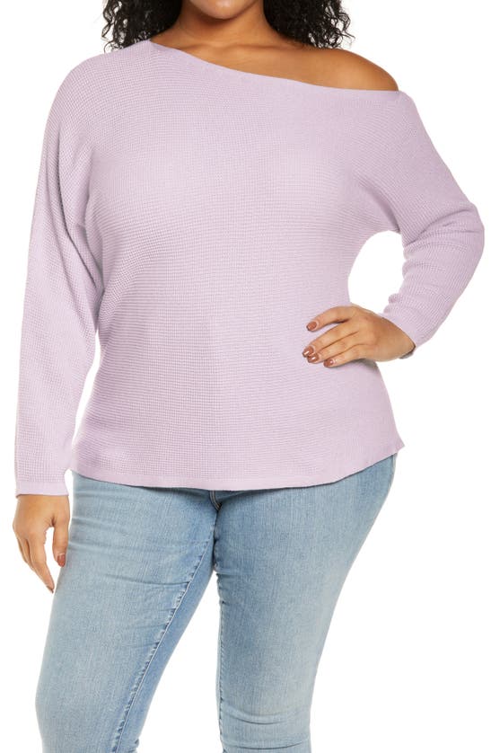 Treasure & Bond One-shoulder Thermal Knit Sweater In Purple Evening