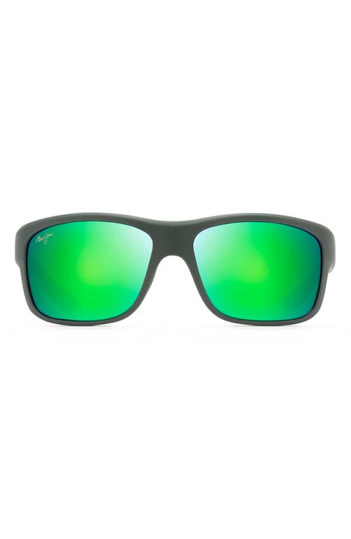 Southern Cross 63mm Ovresize Polarized Sunglasses in Khaki/Maui Green Flash Mirror