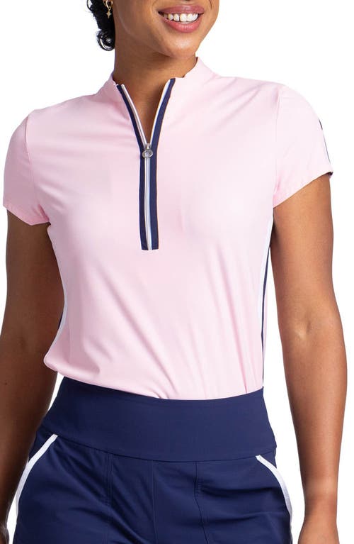 Kinona Sporting Life Short Sleeve Half Zip Golf Top In Ballet Pink