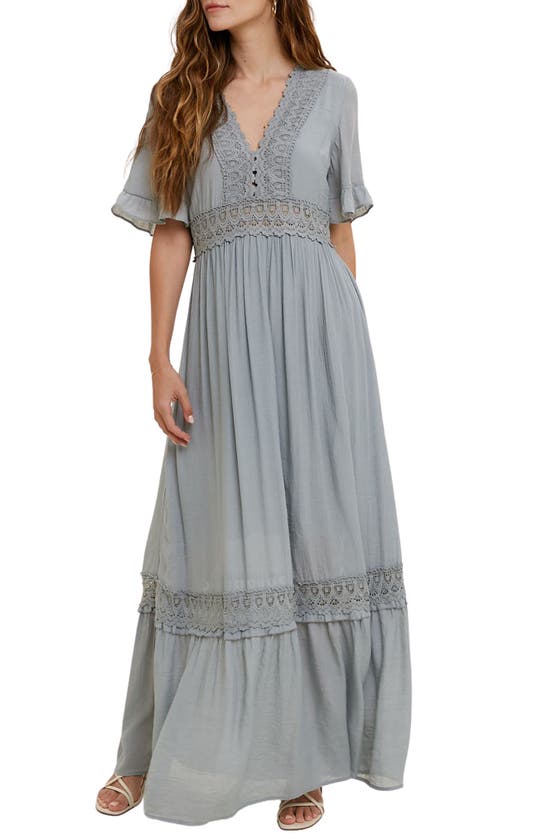 Wishlist Short Sleeve Crochet Dress In Dove