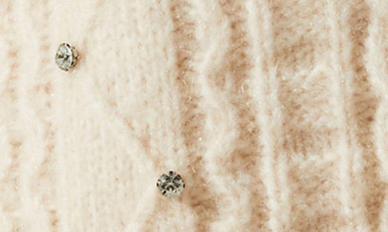 Astr Madison Rhinestone Cable Stitch Crop Sweater In Cream