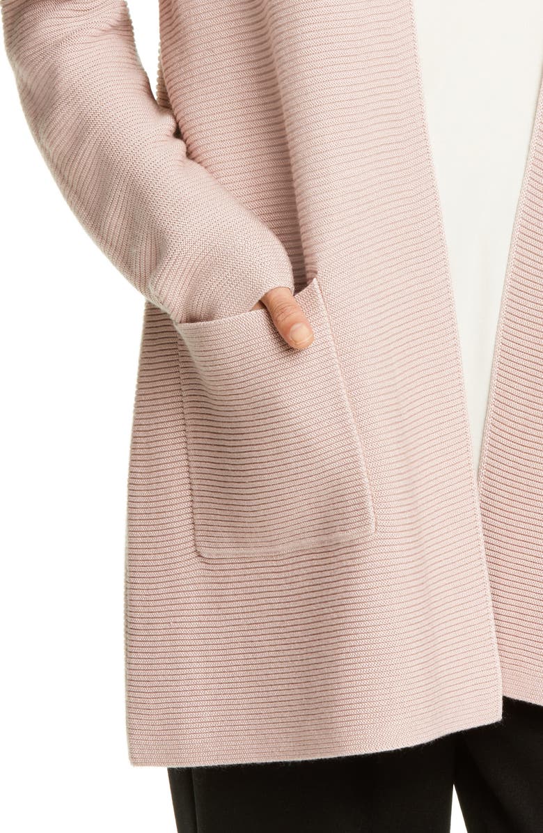 Eileen Fisher Rib Silk & Cashmere Cardigan, Alternate, color, 