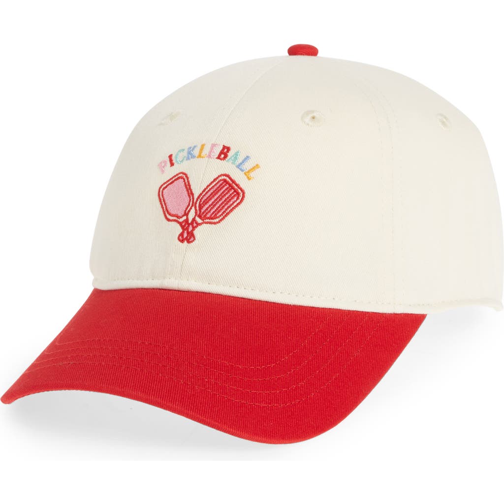 Shop Frasier Sterling Embroidered Pickle Ball Baseball Cap In White/red