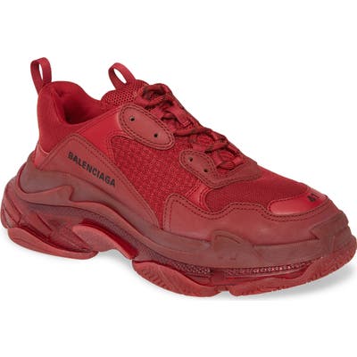 Balenciaga Triple S Clear Sole Trainer Sneaker, Red