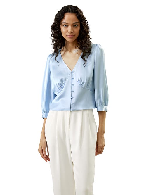 Shop Lilysilk X Sonia Fitted Retro Corset Silk Top In Blue