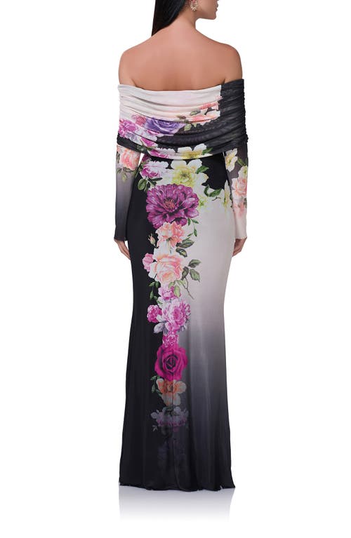 Shop Afrm Thelma Off The Shoulder Long Sleeve Maxi Dress In Color Block Floral