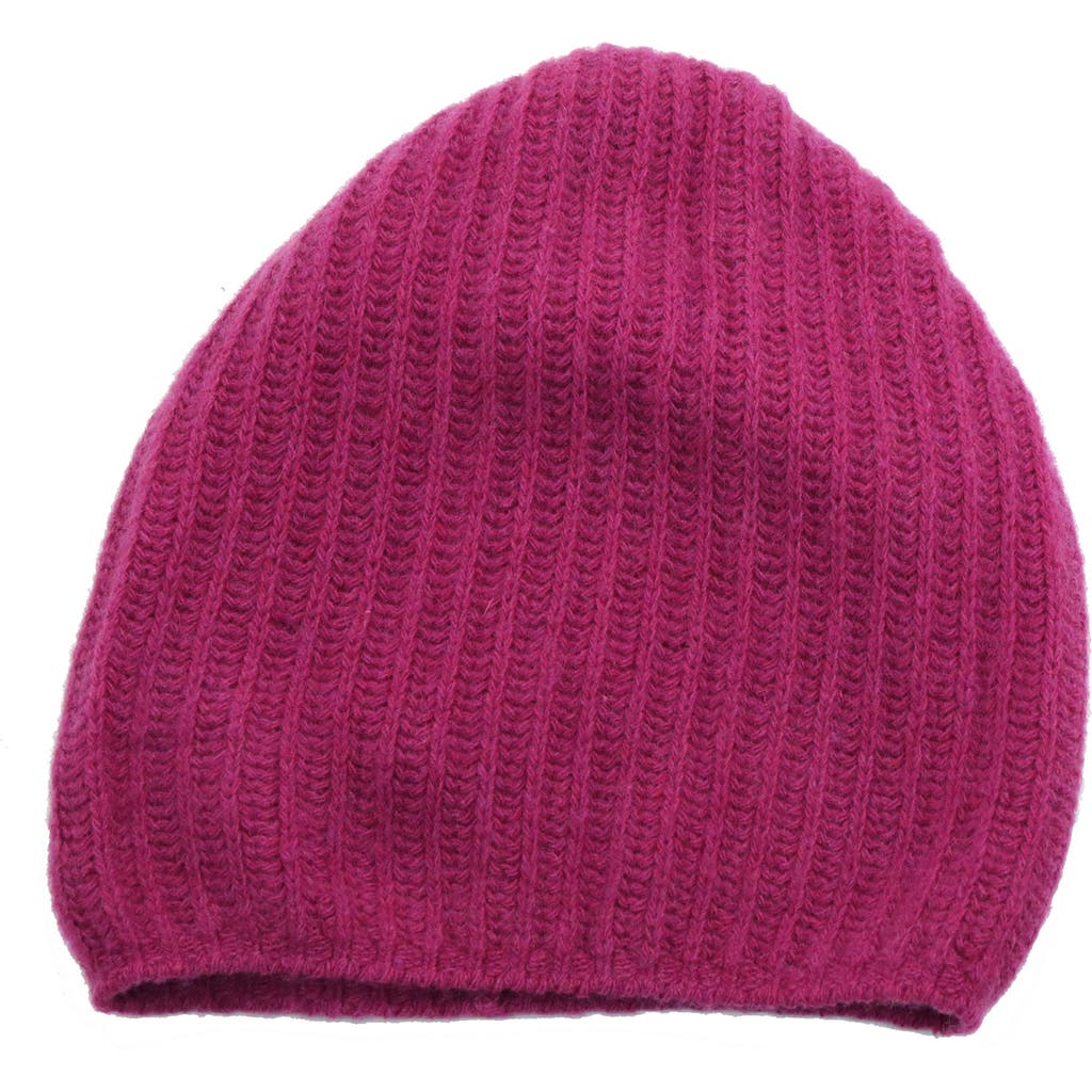 Shop Portolano Rib Knit Cashmere Beanie In Plumberry