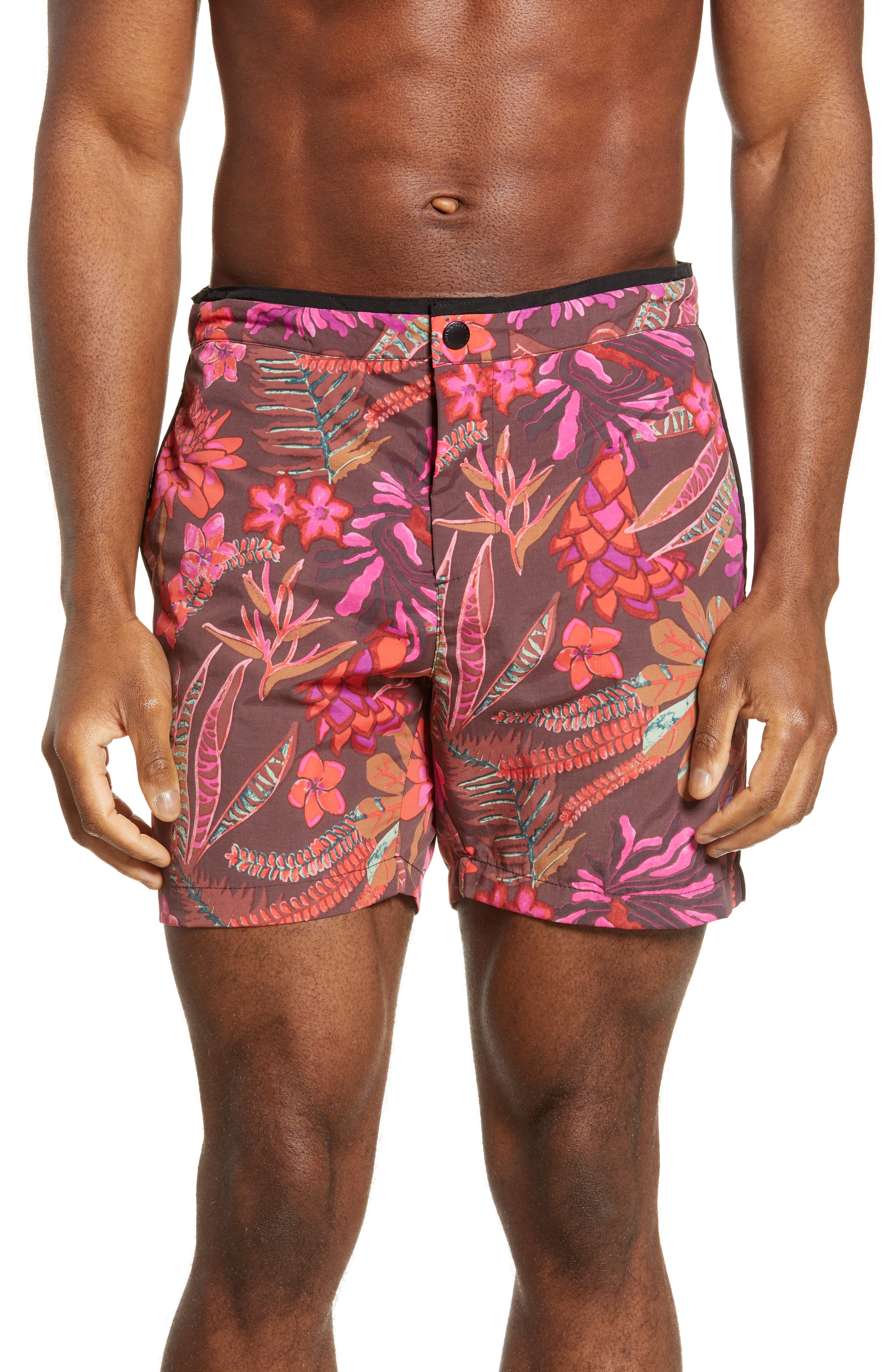 Scotch & Soda Print Swim Trunks, Red