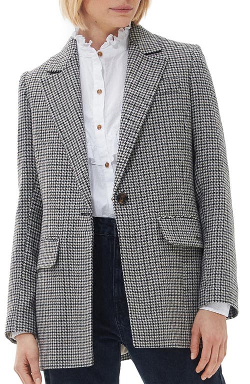 Barbour Patrisse Houndstooth Wool Blend Blazer in Light Fawn at Nordstrom, Size 14 Us