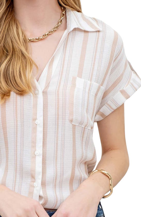 Shop Blu Pepper Stripe Button-up Shirt In Khaki Multi