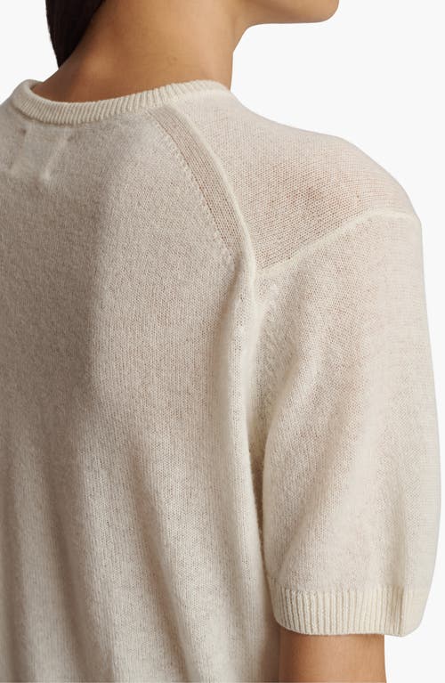 Shop Khaite Pierre Short Sleeve Cashmere Blend Sweater In Cream