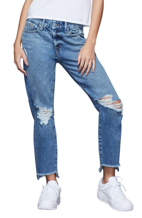 Good Girlfriend Ripped Side Hem Jeans (Regular & Plus Size)