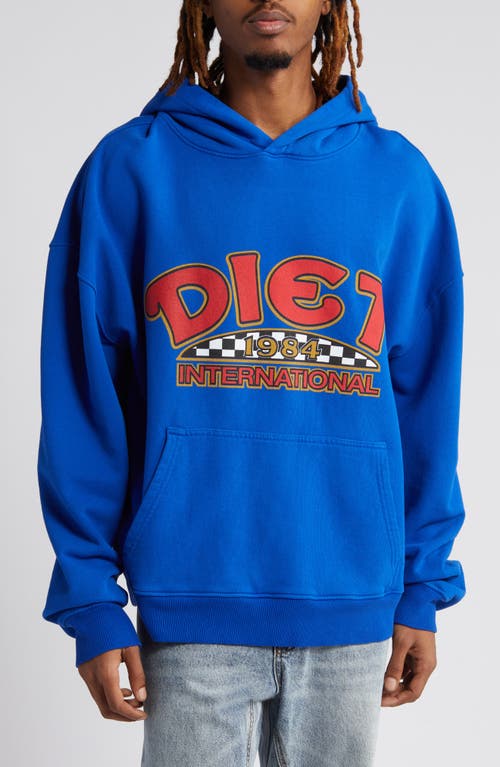 DIET STARTS MONDAY Diet International Cotton Graphic Hoodie in Blue 