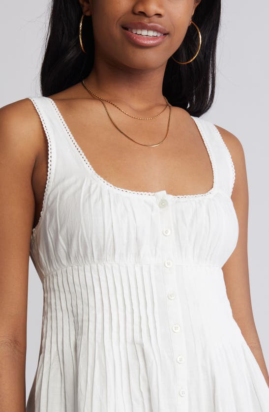 Bp. Button Front Cotton Minidress In White Blanc