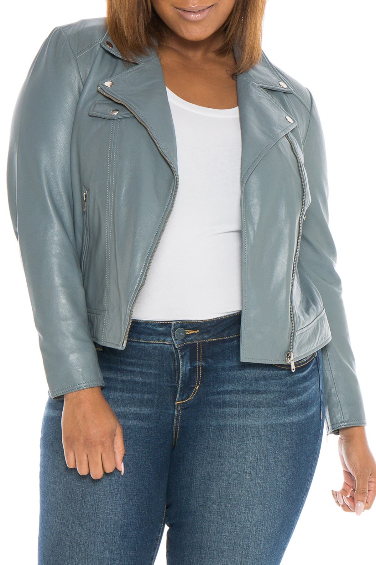 slink jeans leather moto jacket