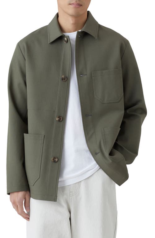 Closed Double Face Stretch Cotton Worker Jacket in Pine Green