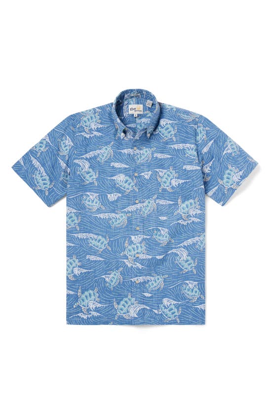 Shop Reyn Spooner Honu Aukai Classic Fit Short Sleeve Button-down Shirt In Blue Horizon