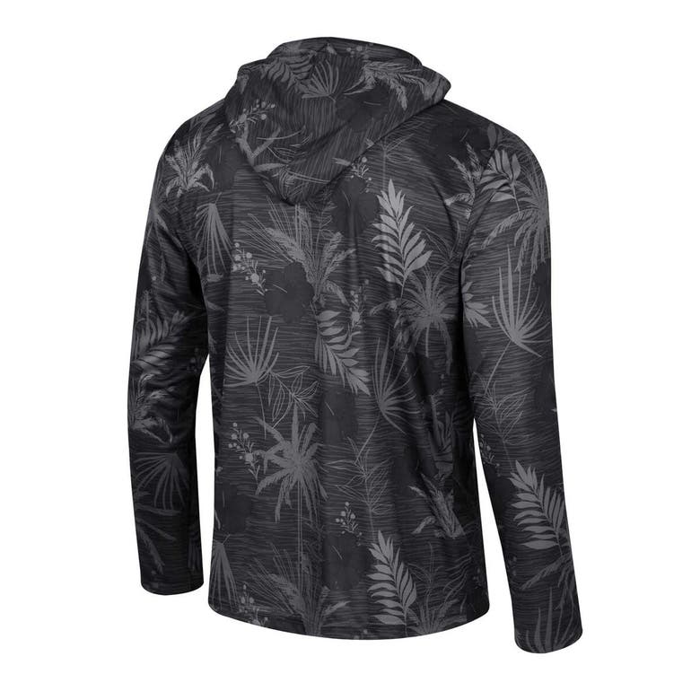 Shop Colosseum Black Army Black Knights Palms Printed Lightweight Quarter-zip Hooded Top