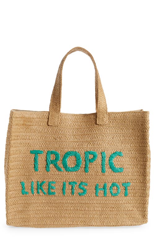 btb Los Angeles Tropic Like Its Hot Straw Tote in Sand/Green